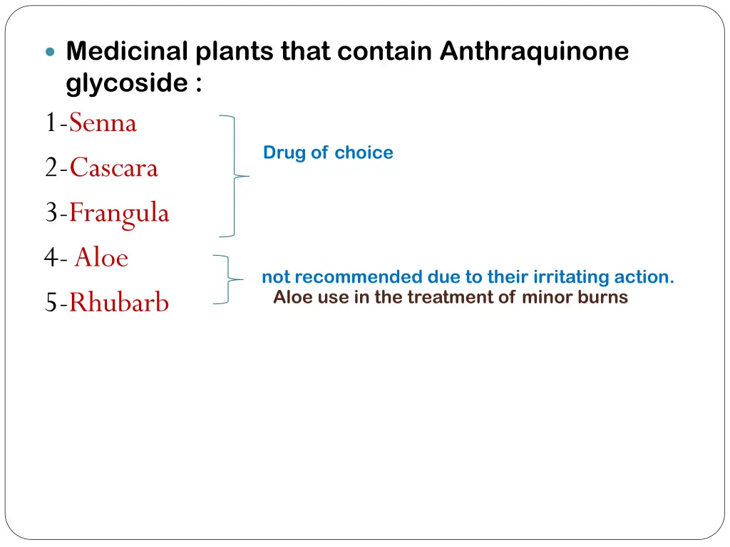 medicinal plants that contain anthraquinone