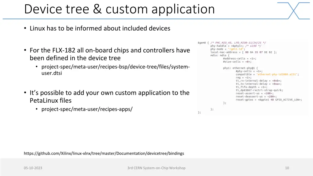device tree custom application