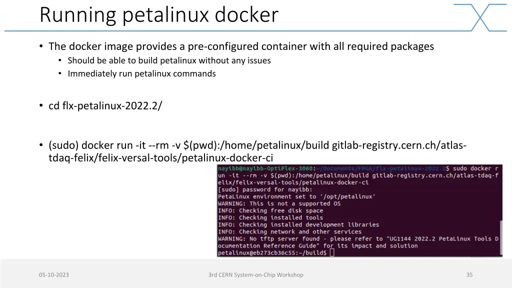 running petalinux docker