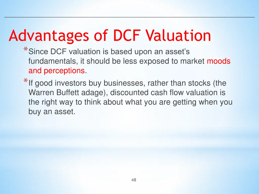 advantages of dcf valuation