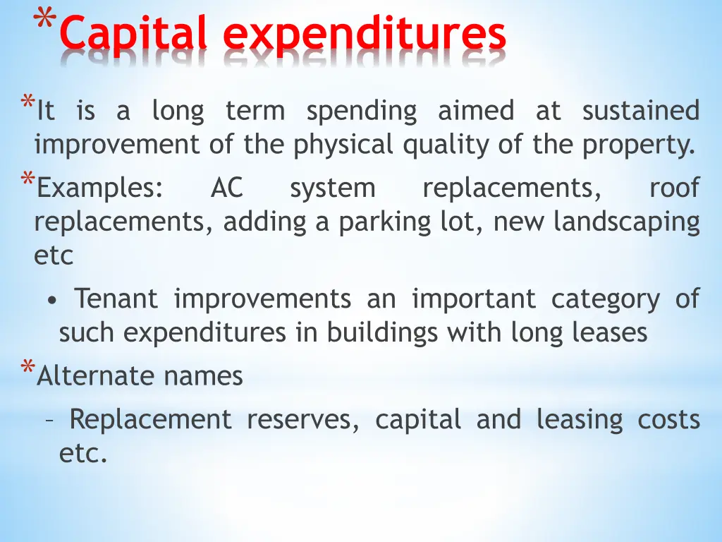 capital expenditures