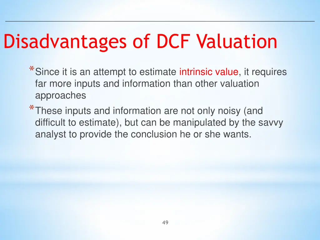 disadvantages of dcf valuation