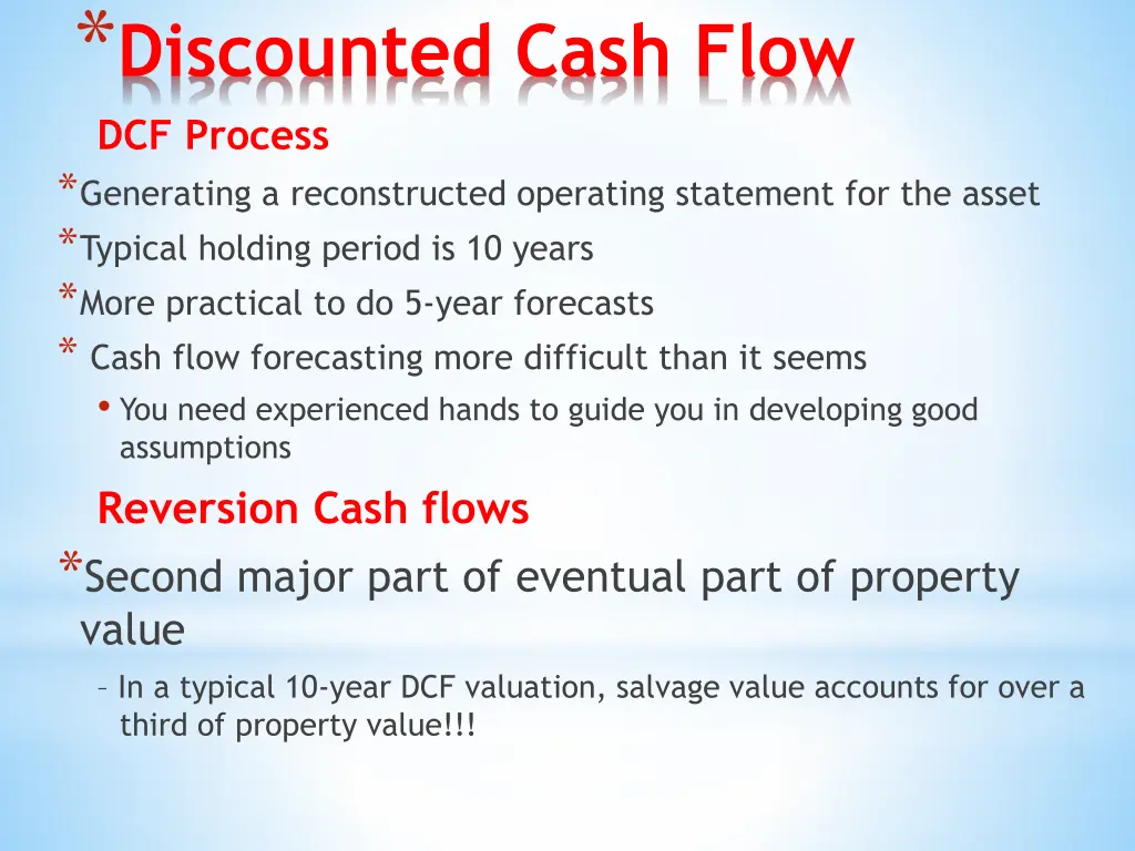 discounted cash flow dcf process generating