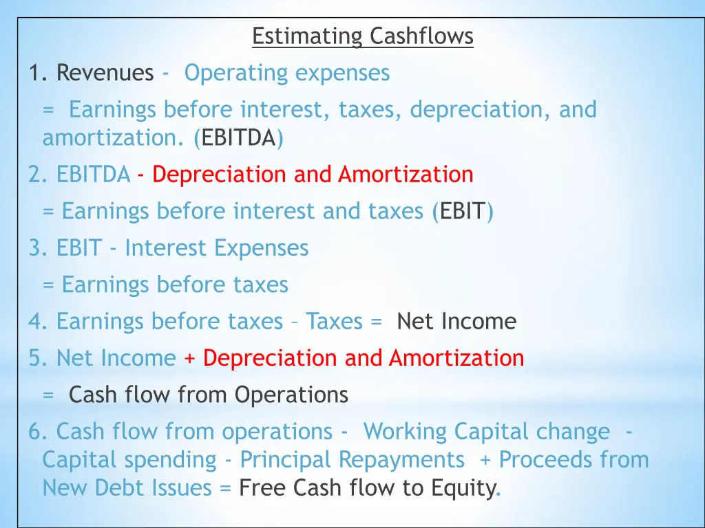 estimating cashflows