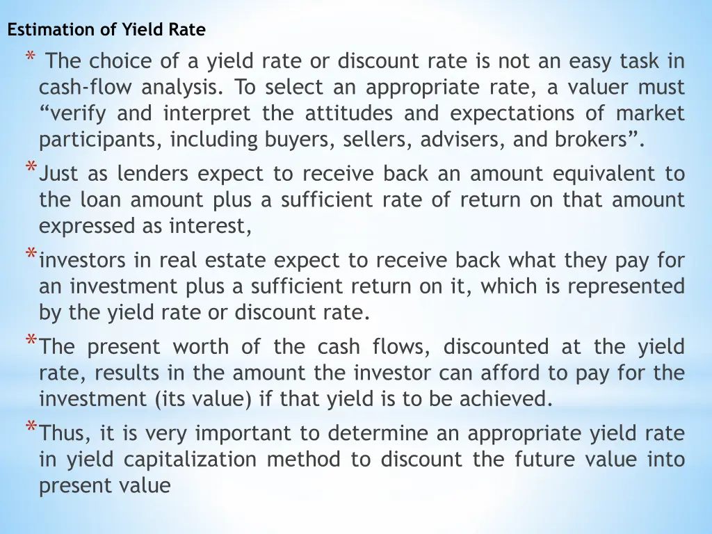 estimation of yield rate