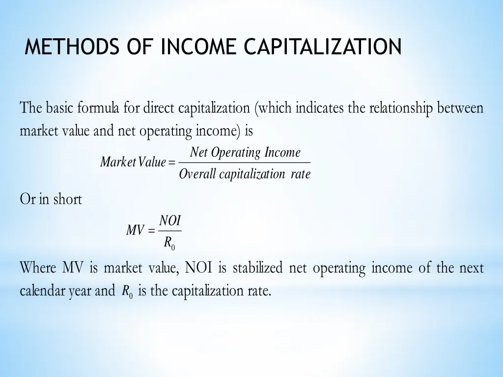 methods of income capitalization