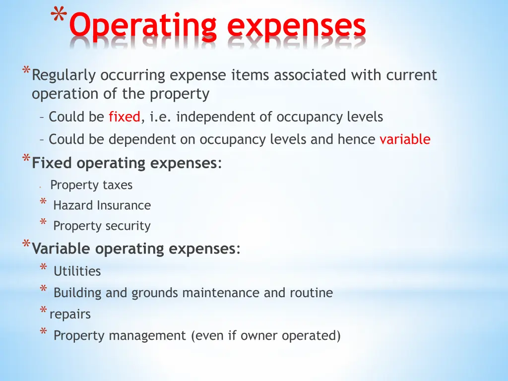 operating expenses