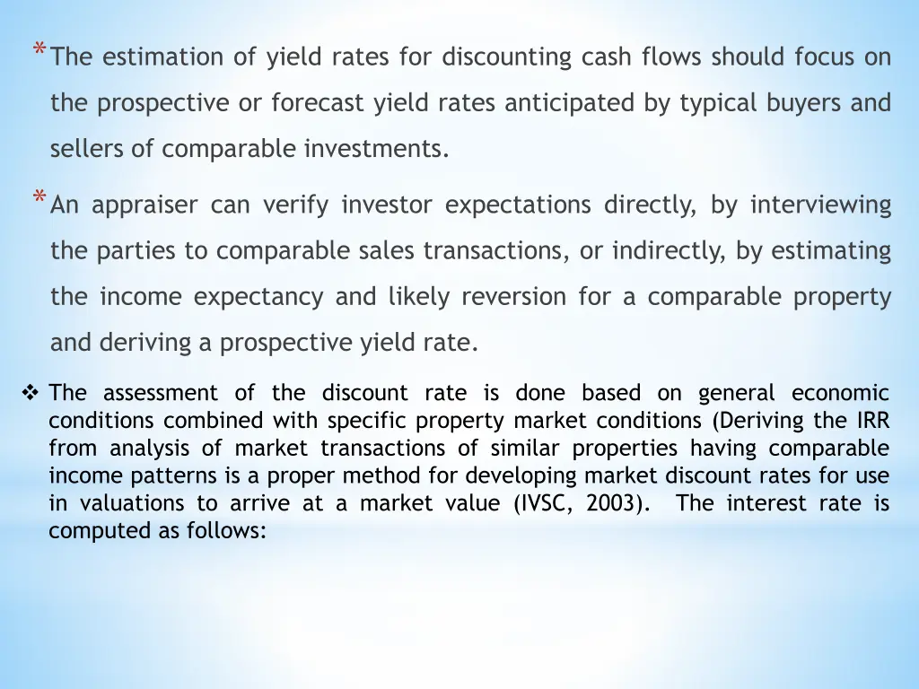 the estimation of yield rates for discounting