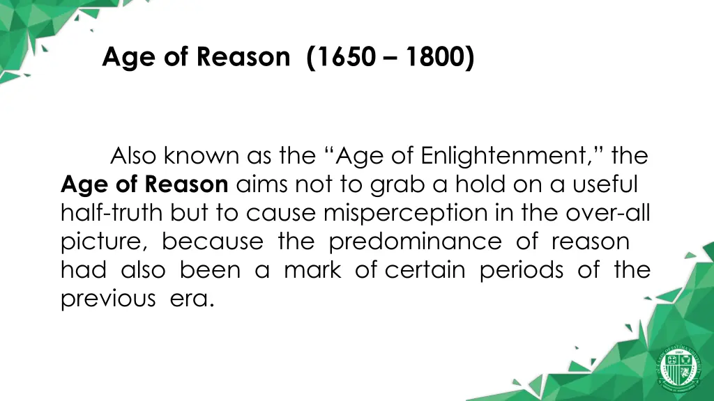 age of reason 1650 1800