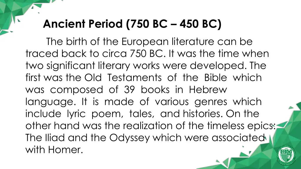 ancient period 750 bc 450 bc