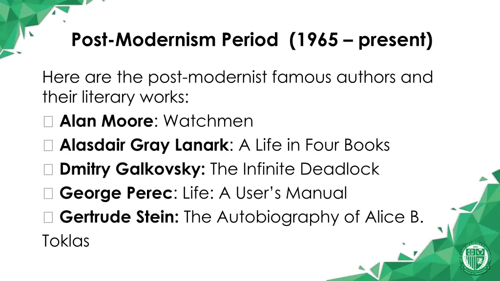 post modernism period 1965 present 2