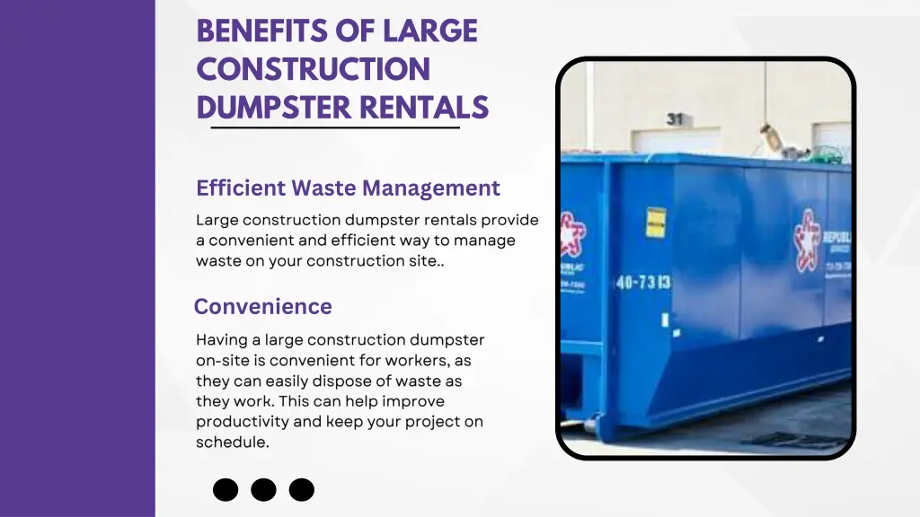 benefits of large construction dumpster rentals 1