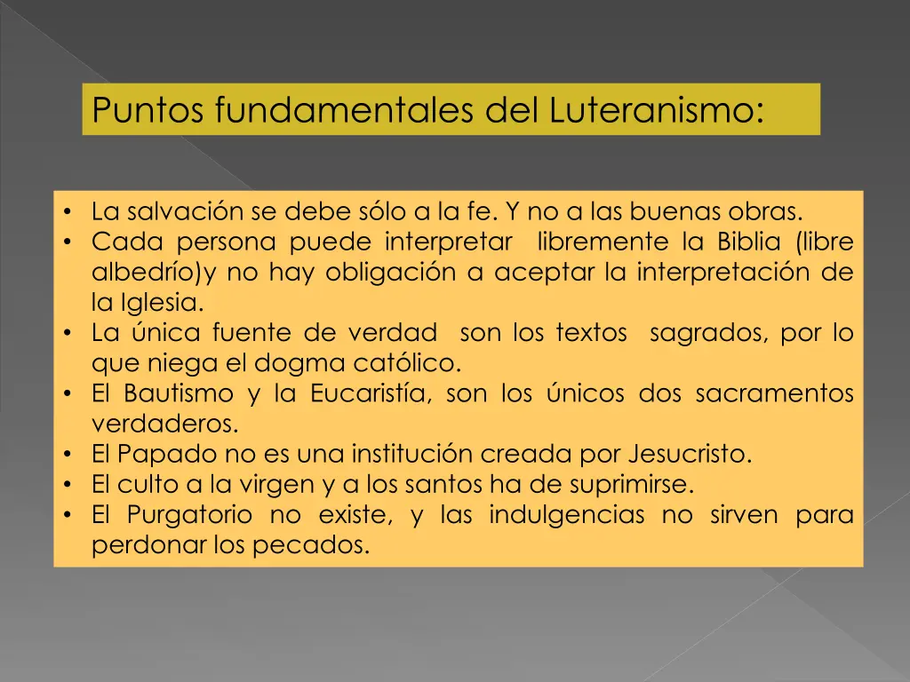 puntos fundamentales del luteranismo