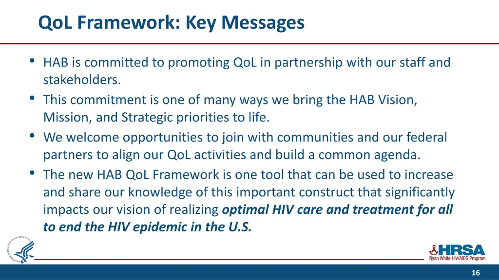 qol framework key messages