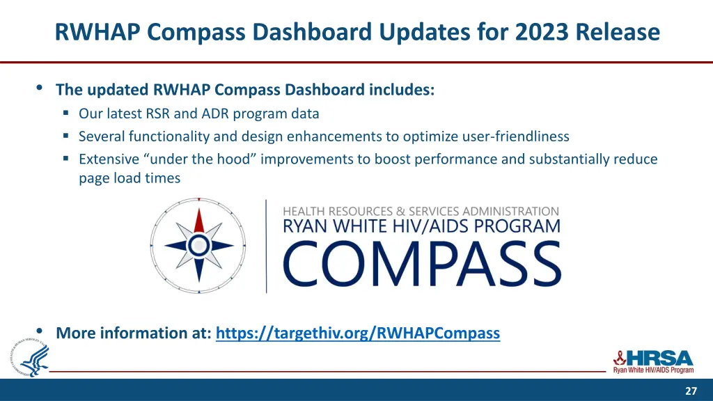 rwhap compass dashboard updates for 2023 release