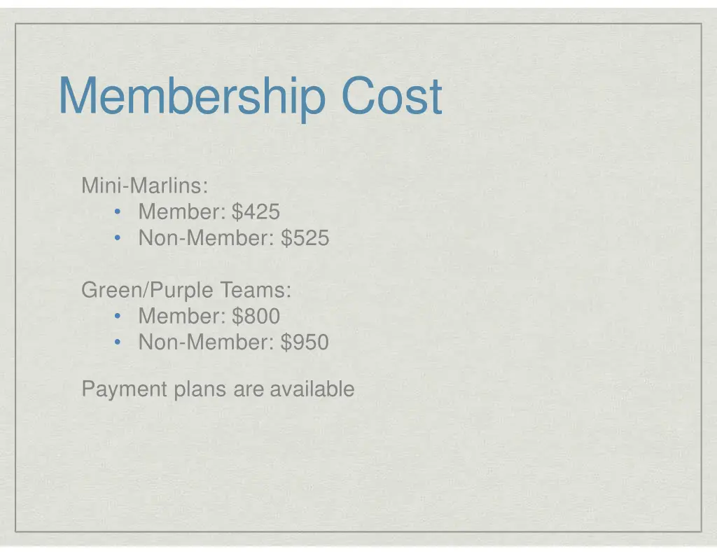 membership cost
