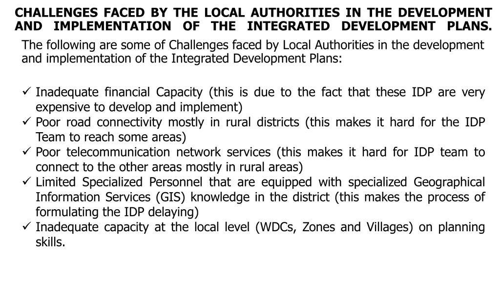 challenges faced by the local authorities