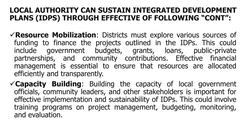 local authority can sustain integrated