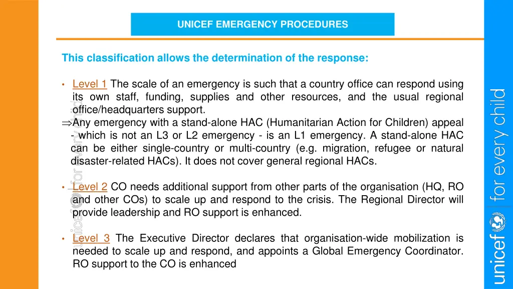 unicef emergency procedures 1