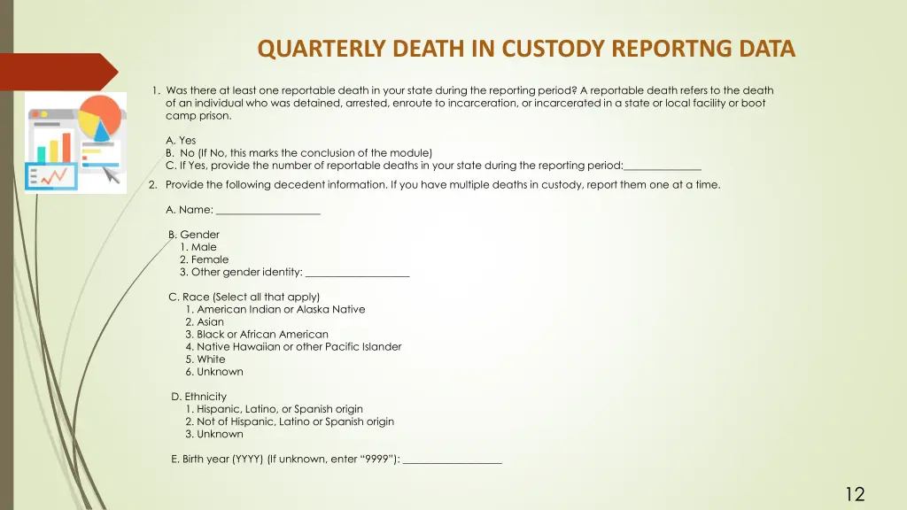 quarterly death in custody reportng data