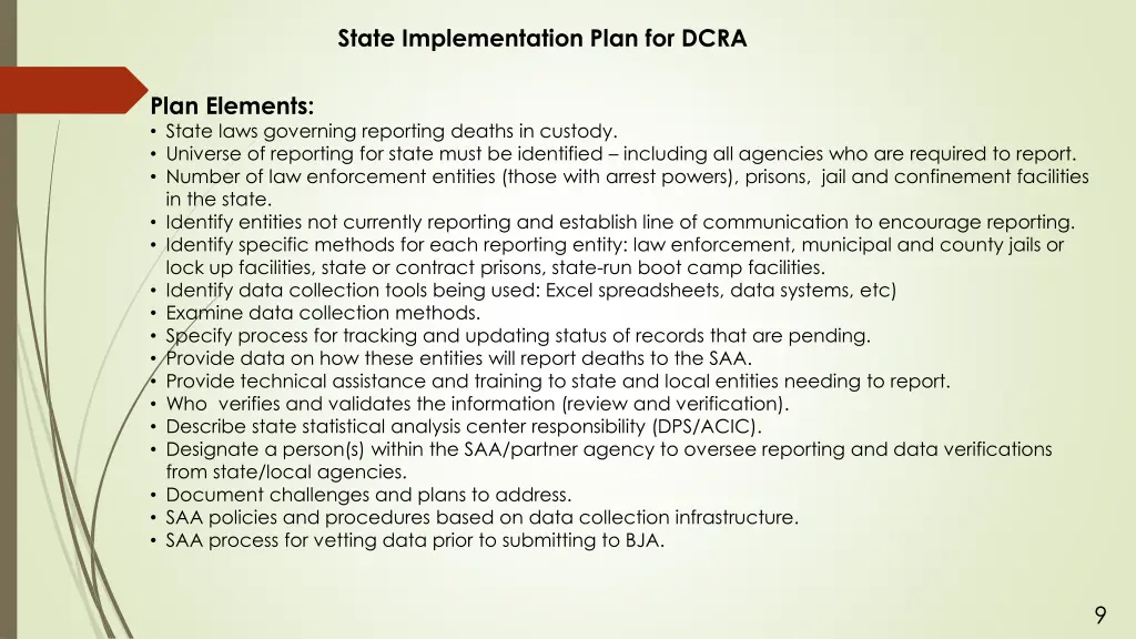 state implementation plan for dcra