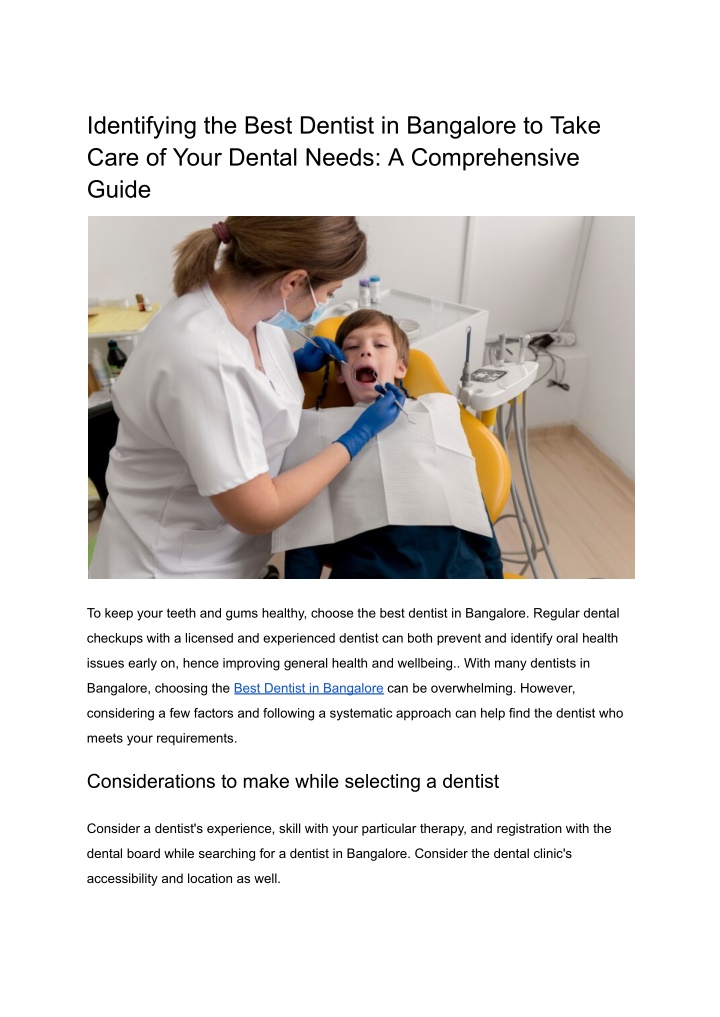 identifying the best dentist in bangalore to take