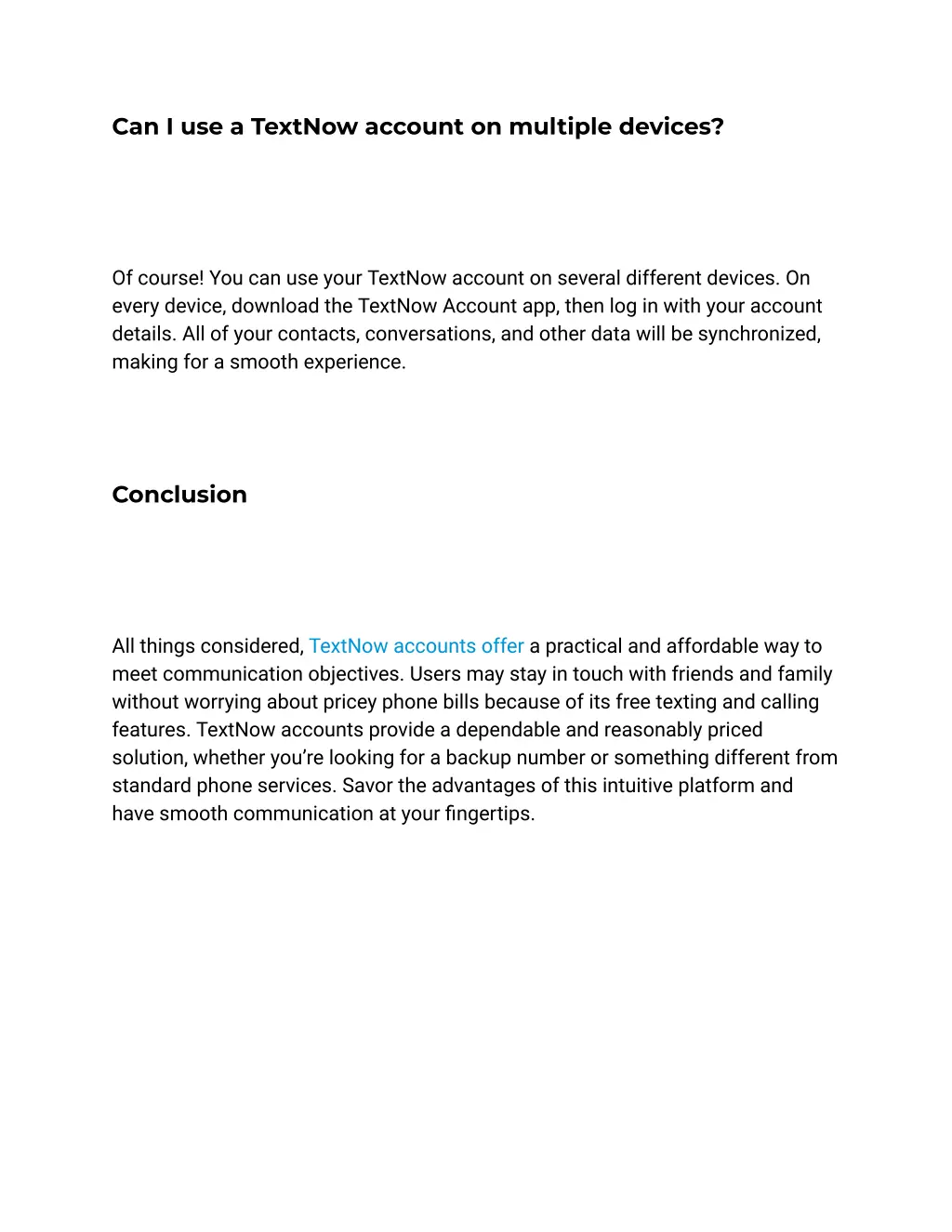 can i use a textnow account on multiple devices