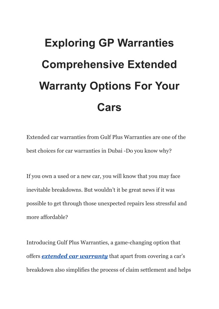 exploring gp warranties