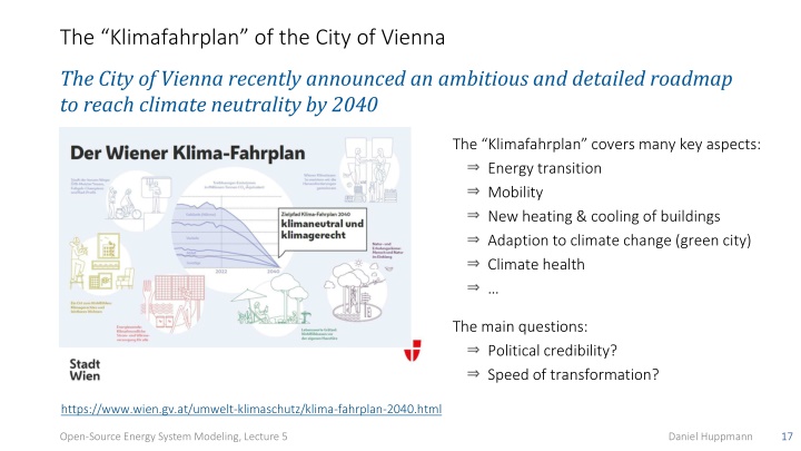 the klimafahrplan of the city of vienna