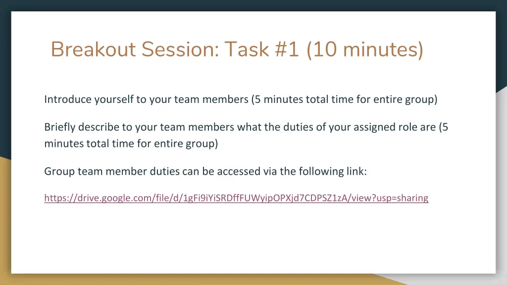 breakout session task 1 10 minutes