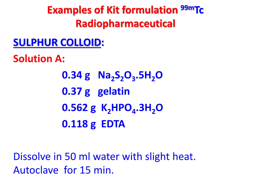 examples of kit formulation