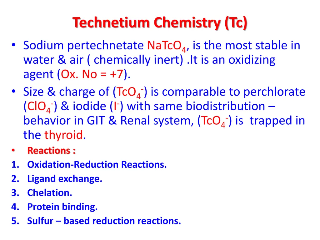 technetium chemistry tc sodium pertechnetate