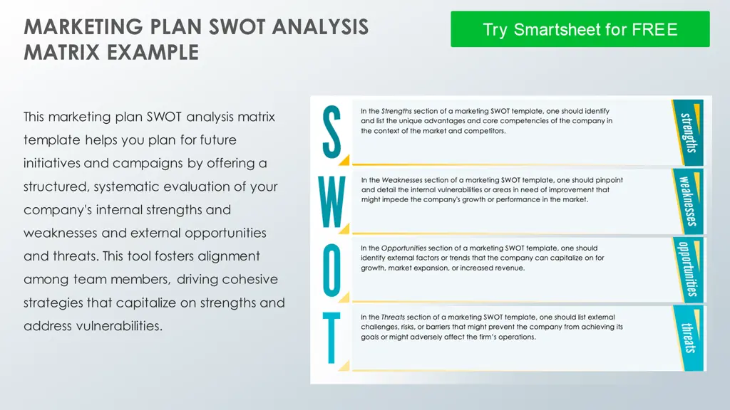 marketing plan swot analysis matrix example