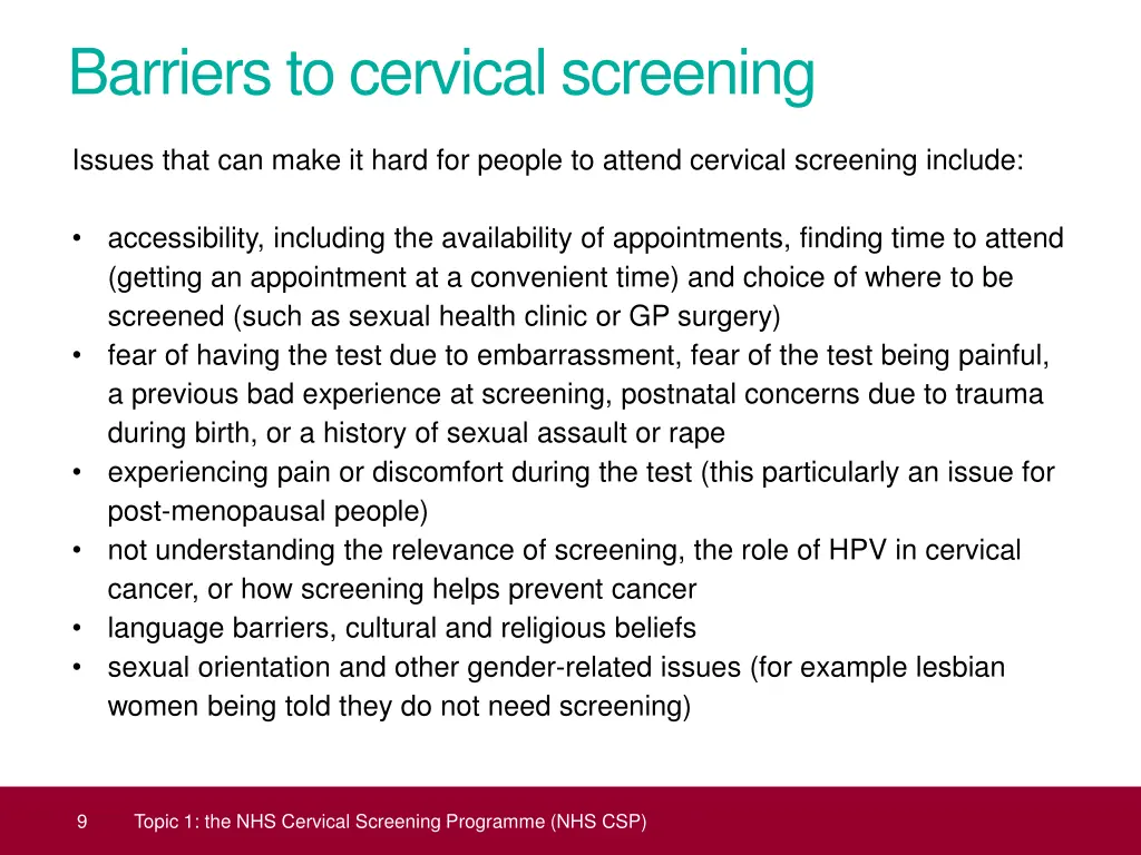 barriers to cervical screening