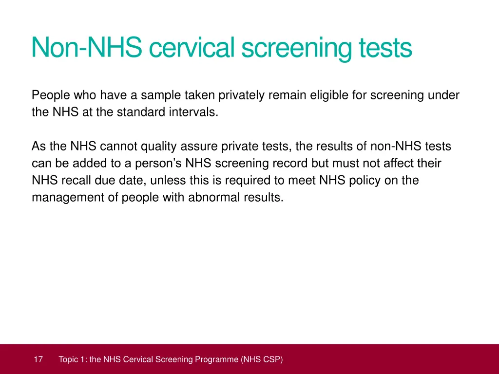 non nhs cervical screening tests