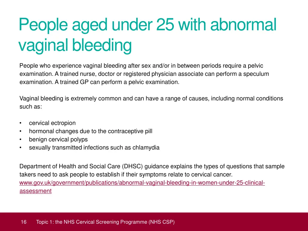 people aged under 25 with abnormal vaginal