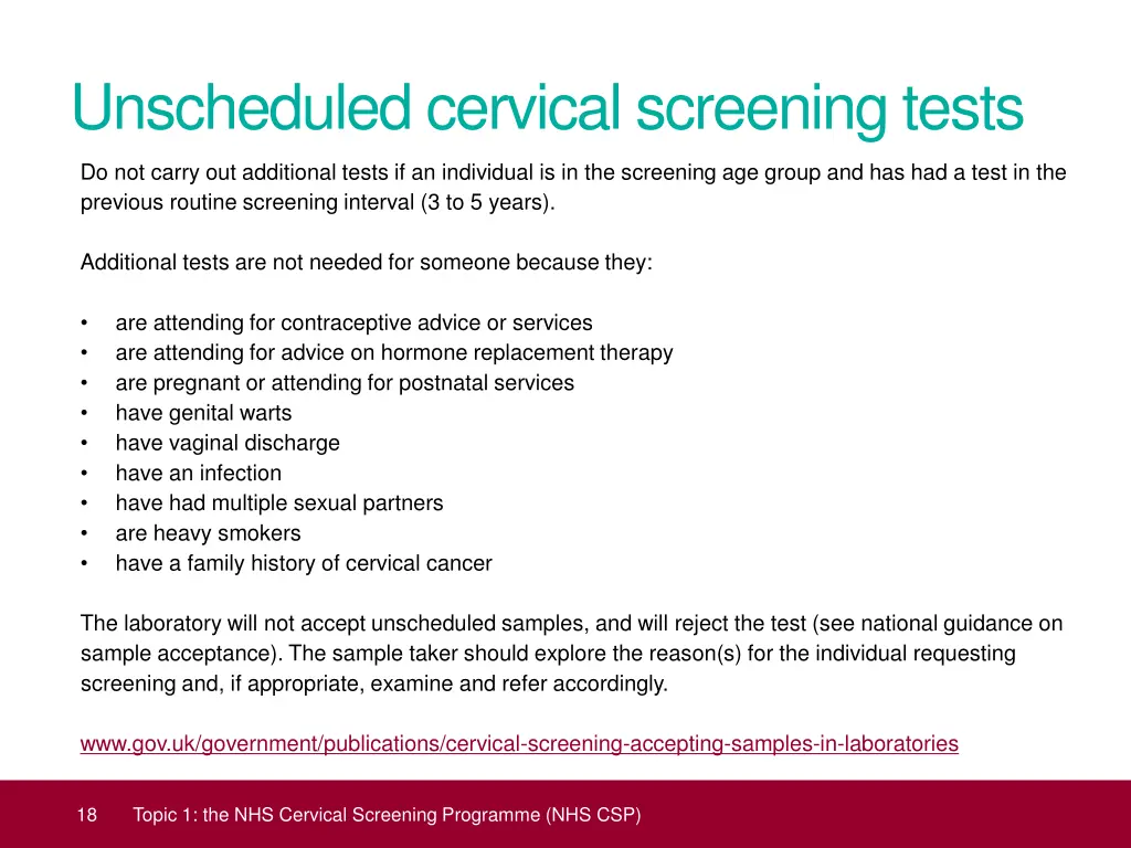 unscheduled cervical screening tests