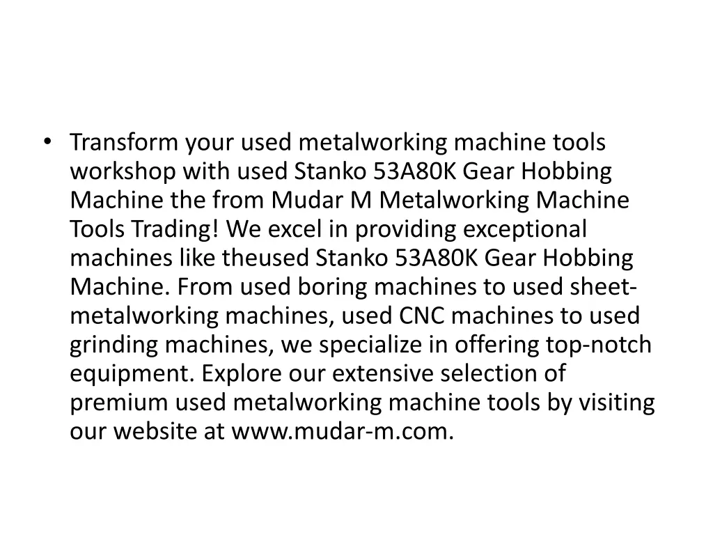 transform your used metalworking machine tools