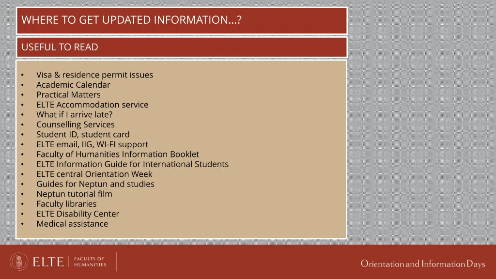 where to get updated information 1