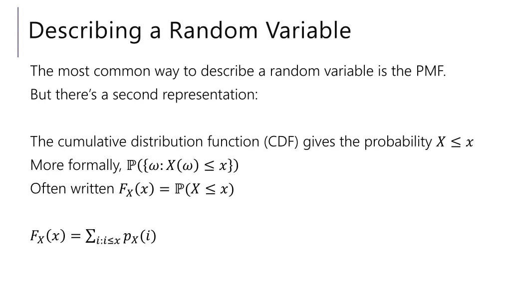 describing a random variable