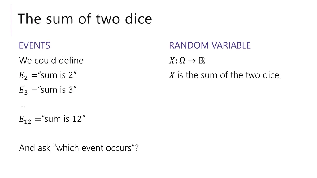 the sum of two dice