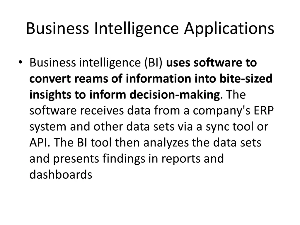 business intelligence applications