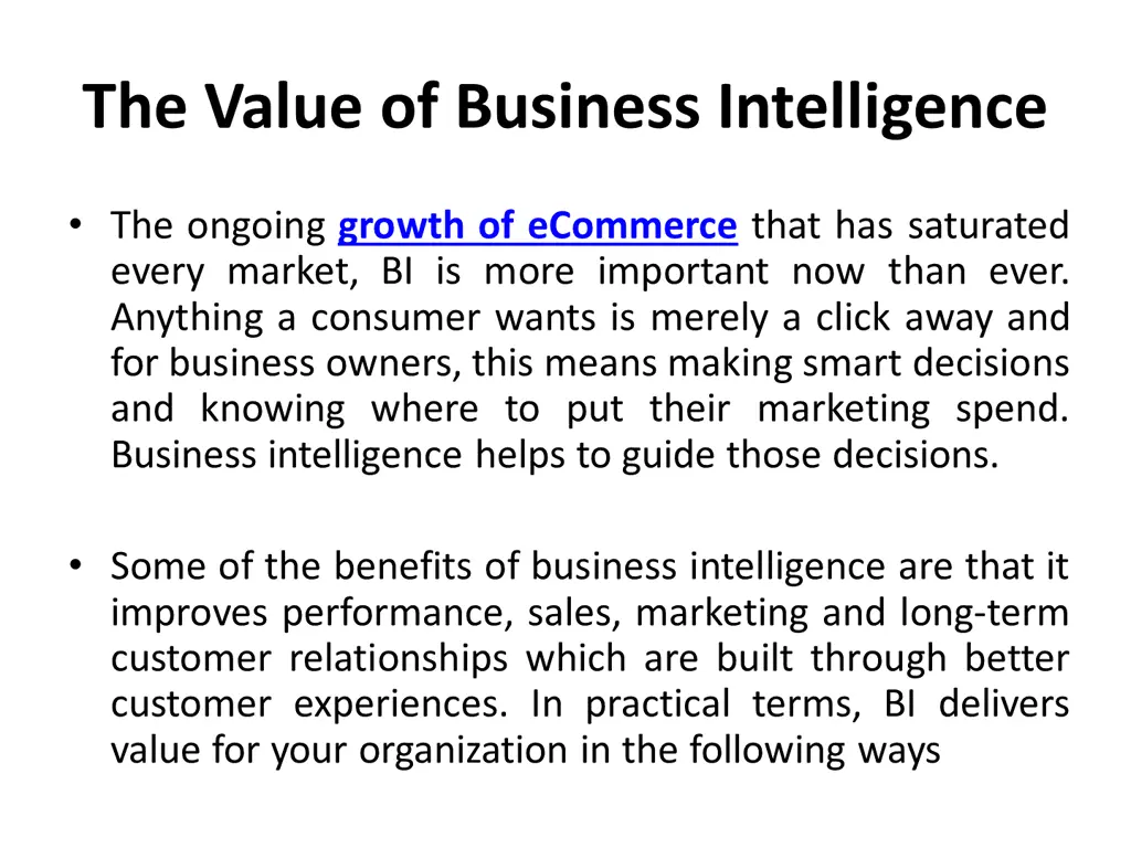 the value of business intelligence