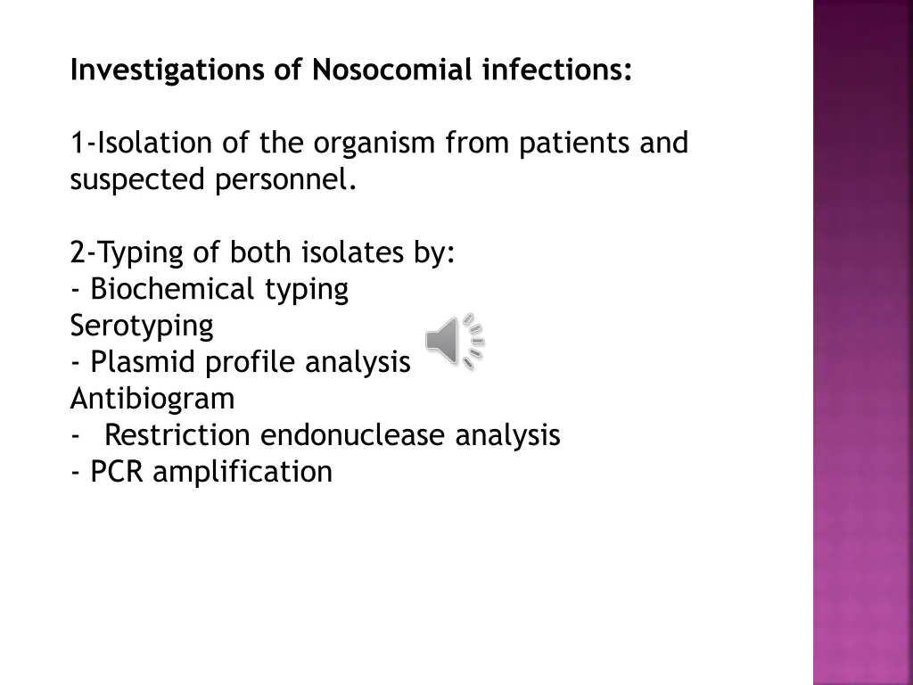 investigations of nosocomial infections