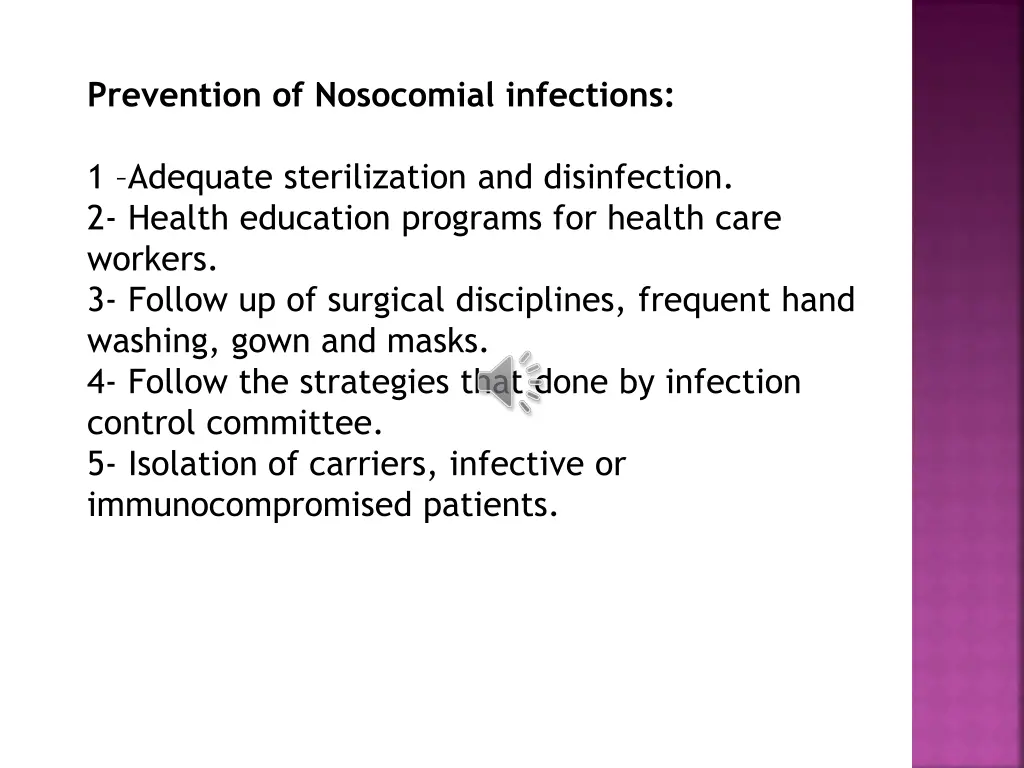 prevention of nosocomial infections