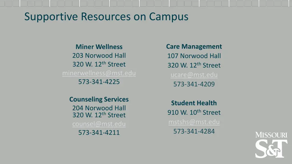 supportive resources on campus