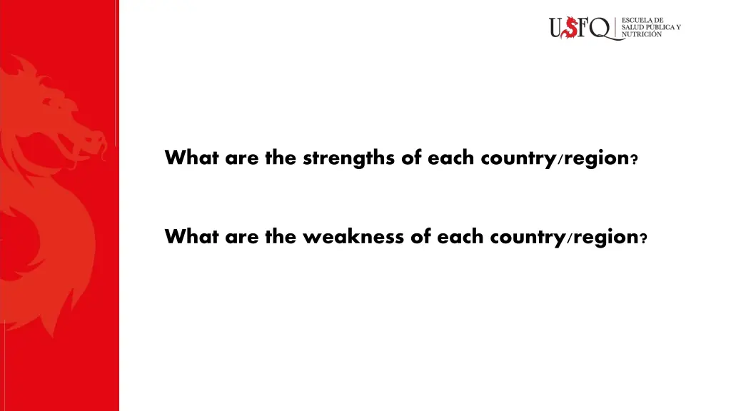 what are the strengths of each country region