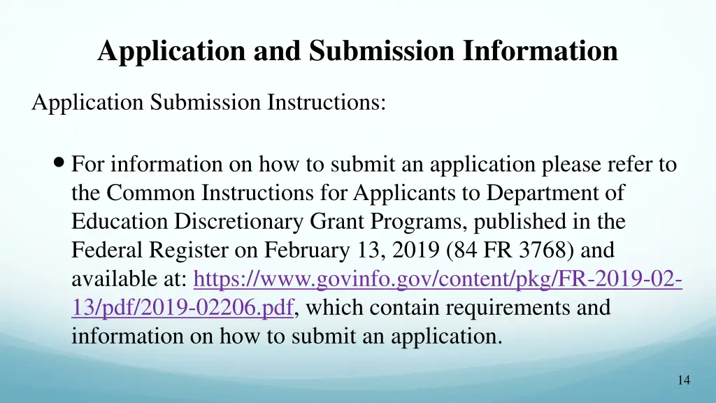 application and submission information