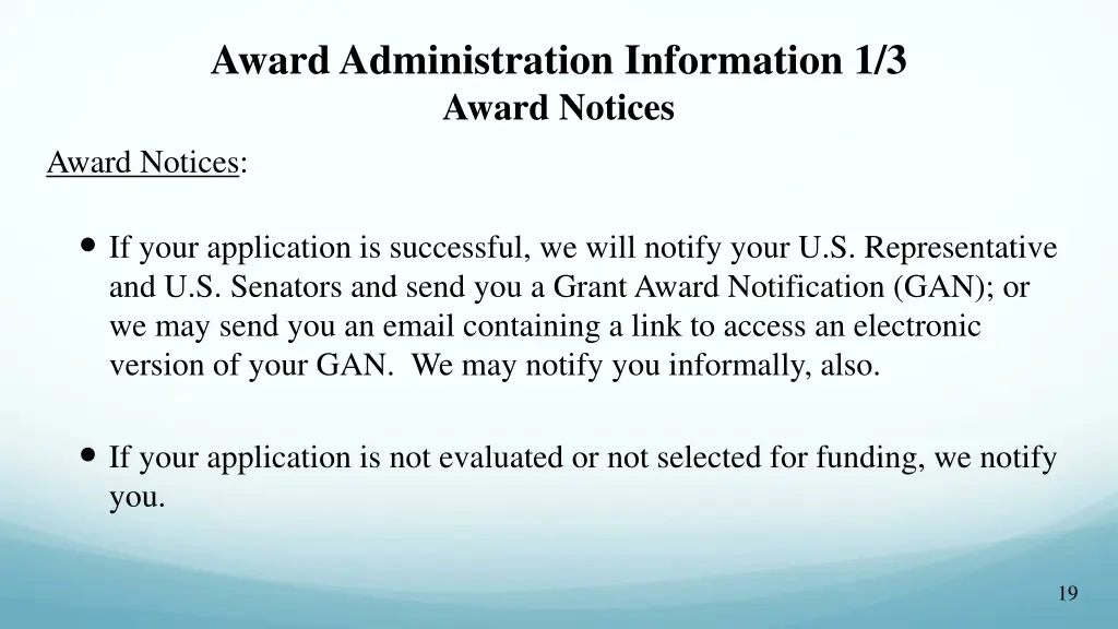 award administration information 1 3 award