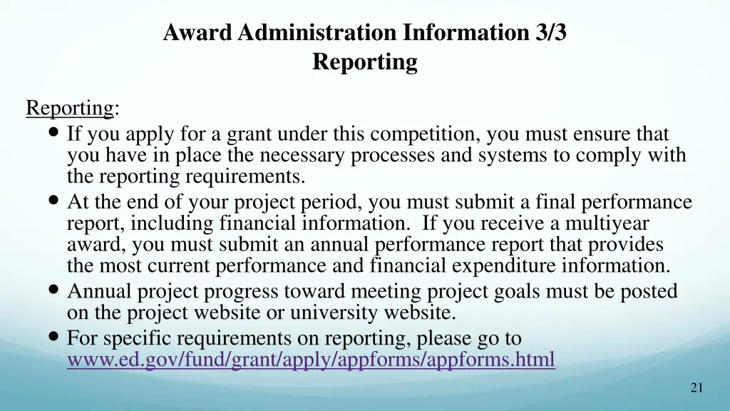 award administration information 3 3 reporting